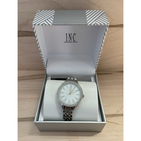 INC International Concepts I.N.C. Women's Watch 36mm Silver Crystal Pearl Face - Picture 1 of 6